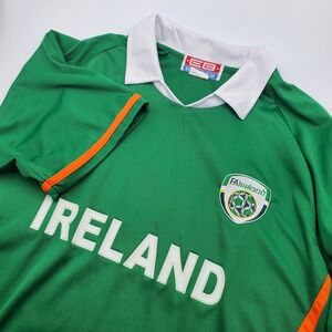 EB Sports Ireland Soccer Jersey Mens Green Orange FAI Football Shirt Medium